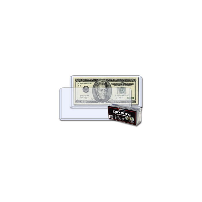 25 Rigid Currency Topload Holders For Bills & Bank Notes - BCW Thick Display Cases
