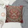 thumbnail image 2 of Ullo0ord Brocade Couch Throw Pillow Cover Silk Unique Red Gold Jacquard Weave Home Decor Mandala and Floral Pattern Square Cushion Cover 20x20in, 2 of 5
