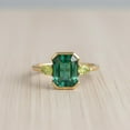 thumbnail image 2 of Octagon Cut Emerald & Pear Cut Peridot handmade ring, Three Stone Engagement Ring, Past Present Future Anniversary Gift, Green Gemstone Ring, May Birthstone Ring., 2 of 5