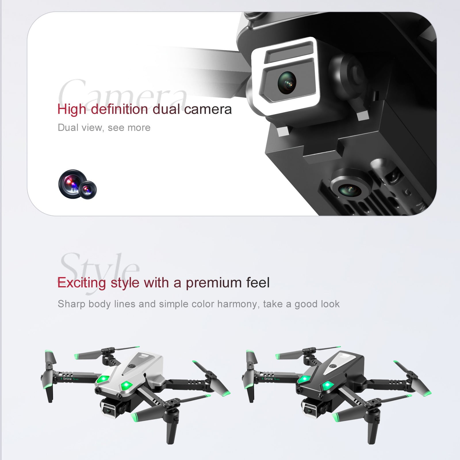 ESULOMP Drone with Dual 1080P HD FPV Camera Remote Control Toys Gifts for Boys Girls with Altitude Hold Headless Mode Start Speed Adjustment