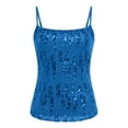 thumbnail image 3 of HXWCHs Sequin Camisole Tank ofp Elegant Low Cut Sleeveless Blouse for Women Party Night Out Versatile Basic Wear M Blue, 3 of 5