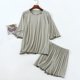 thumbnail image 4 of Pijama de manga tres cuartos para Mujer, traje de pantalón corto, ropa de casa, ropa de dormir informal, conjunto de verano, 4 of 4