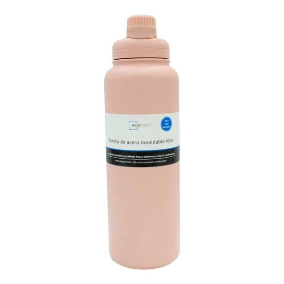 Botella Mainstays de Acero Inoxidable Diseño Liso Rosa 1.1 lts