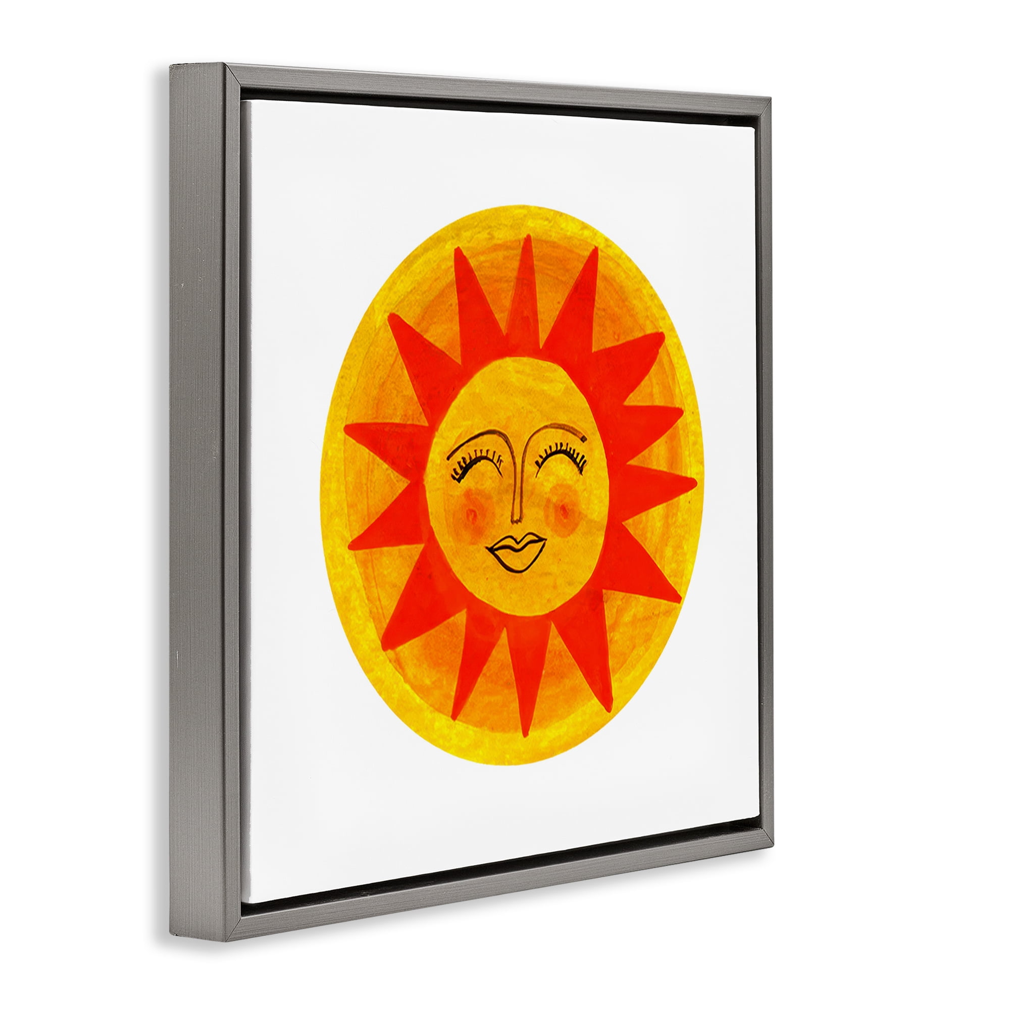 Stupell Industries Warm Fiery Sun Gray Framed Floater Canvas Wall Art, design by Katherine Herrell Studio