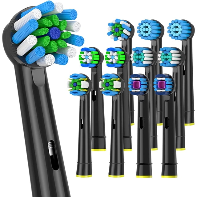 Replacement Toothbrush Heads Compatible with Oral B Electric Toothbrush,12pcs Black Toothbrush Heads for 2professional,2Sensitive,2professional PRO,2Cross,2Floos,2White3D