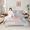 thumbnail image 4 of Castle Fairy 3-Piece Children Teens Adults Eat Sleep Basketball Grey Orange Full Size Comforter Sets, Ultra Soft Home Decor, Reversible, 4 of 8