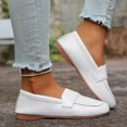 thumbnail image 2 of Women's Penny Loafers Slip On Round Toe Comfortable Driving Shoes Casual Non Slip Work Ballet Flats Business Dress Shoes White Size 8, 2 of 8