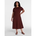 thumbnail image 2 of Time and Tru Women's Seamed Cotton Midi Dress, Sizes XS-4X, 2 of 5