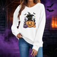 thumbnail image 4 of Trikvn Women's Fall Pullover Sweatshirt Black Cat Witch Hat Pumpkin Graphic Crewneck Long Sleeve Tops Casual Loose Fit Cute Halloween Shirts Apparel Comfortable Wear, 4 of 6