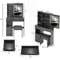 thumbnail image 3 of 29.2" Small Size Left Drawer Desktop Vanity Table + Cushioned Stool, Large Sliding, Touch Control, Tri-color Switching, Brightness Adjust LED Mirror, High Capacity Storage, Suitable for Small Space, 3 of 5