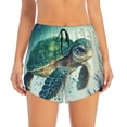 thumbnail image 2 of Pofeuu Watercolor Turtle1 Print Women's Athletic Shorts Running Workout Shorts Tummy Control Quick Dry Gym Shorts with Pockets Double layer sports shorts-Large, 2 of 7