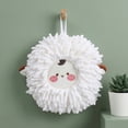 thumbnail image 2 of Unique Bargains Cute Sheep Chenille Hanging Hand Towel for Bathroom White/Pink 6" x 6", 2 of 6