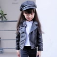 thumbnail image 4 of 2019 New Autumn Girls Jacket pu Leather Zipper Jacket For Girls 3-12Yrs Fashion Solid Leather Coat Children Clothing Outerwear, 4 of 6