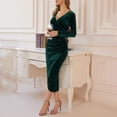 thumbnail image 3 of Vestido de invierno para mujer, vestidos retro elegantes, vestido de terciopelo de invierno, vestido de cóctel para mujer, vestido con escote en V, manga larga, vestidos festivos para, 3 of 3