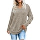 thumbnail image 3 of Suéter de cuello en V para mujer, suéter informal de invierno de color liso, cuello alto, manga larga, tejido suelto, suéter para mujer, 3 of 7