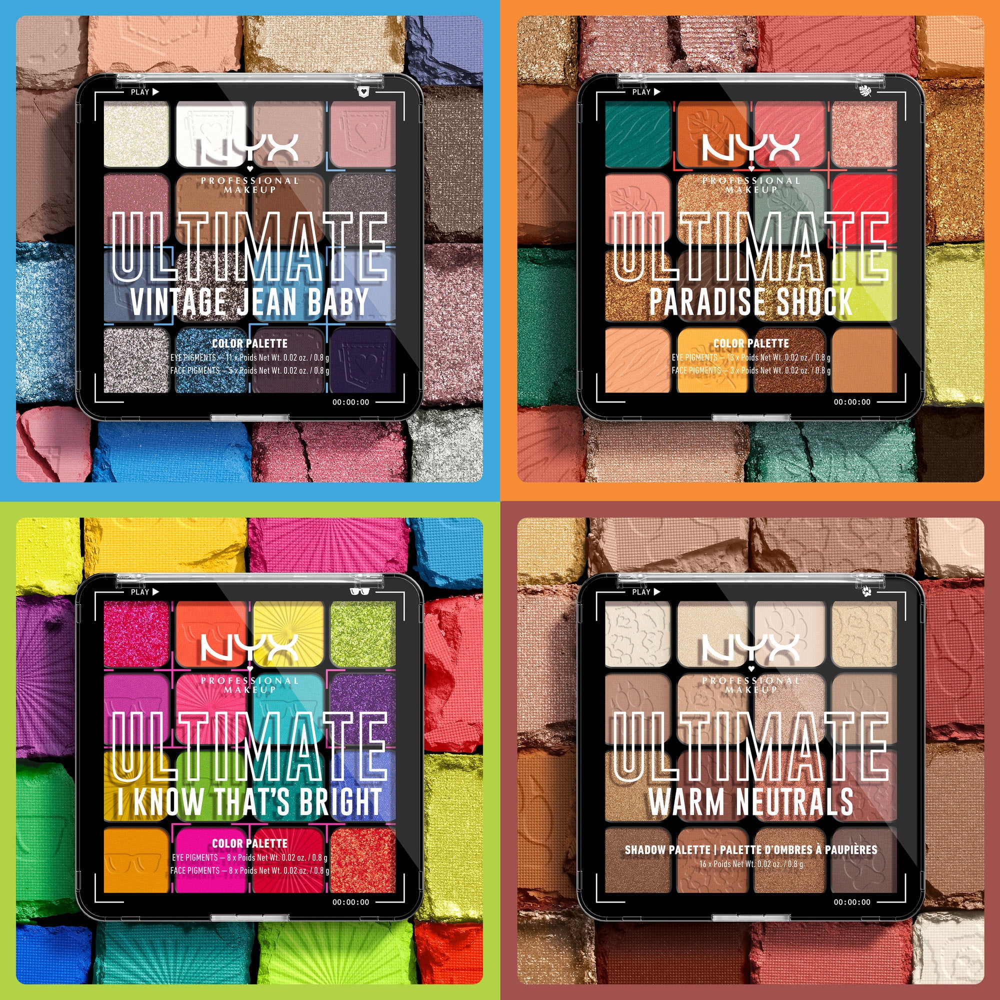 NYX Professional Makeup Ultimate Eye Shadow Palette, Warm Neutrals | Lidschatten