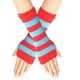 thumbnail image 1 of Xiao Hua Guantes sin dedos para mujer, guantes sin dedos con orificio para el pulgar, guantes de invierno cálidos sin dedos, guantes elásticos de medio dedo para mujer y hombre (rojo y azul), 1 of 5