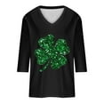 thumbnail image 3 of St Patricks Day Shirt Women Sequin Shamrock Graphic Tees Irish Crewneck 3/4 Sleeve Shirts Funny Saint Pattys Outfits, 3 of 4