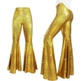 thumbnail image 2 of Sequins Flares Pants Sparkly Glitter High Waist Bells Bottom Trousers Party Night Out Clubwear Women Wide Leg Palazzo Pant, 2 of 9
