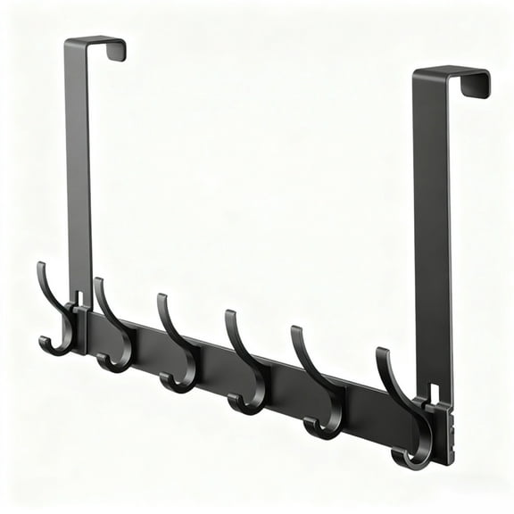 Over The Door Hooks, Door Hanger Hooks for Hanging, No Assembly Required Large Over The Door Towel Rack with 6 Hooks, Coat Rack Hat Rack Over The Door Organizer