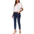 thumbnail image 2 of CAMISAS VERANO CHIC DE CUELLO EN V CON VOLANTES PARA MUJER L WHITE, 2 of 5
