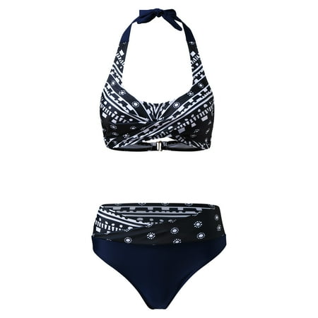 

Roliyen Swimsuit For Women Cross Sport Bra Flower Floral Printed Beach Beachwear Swim Tankini Bandeau Bandage Bikini Set Push-Up Swimwear Bathing Suit Two Pieces Bikini Set Swimsuits