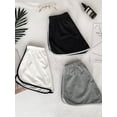 thumbnail image 3 of Striped Sports Shorts for Women, Simple Loose Shorts, Casual Slimming Short for Ladies, High Waisted, Monochrome, Summer Fashion, 3 of 6