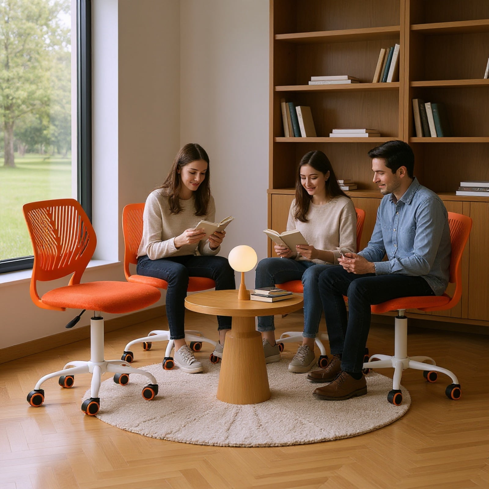 Homy Casa Adjustable Teen Desk Chair with Wheels, Swivel Office Chair with Mesh Back, Citrus POP