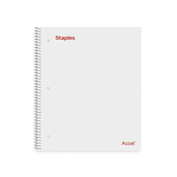Staples Premium 1-Subject Notebook 8" x 10.5" Wide Ruled 100 Sheets White 3/Pack ST25543DVS