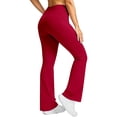 thumbnail image 5 of iHPH7 Flare Yoga Pants with Pockets, Bootcut Athleisure Seamless Tummy Control Leggings for Women Workout, Pilates, Gym Wine S, 5 of 8
