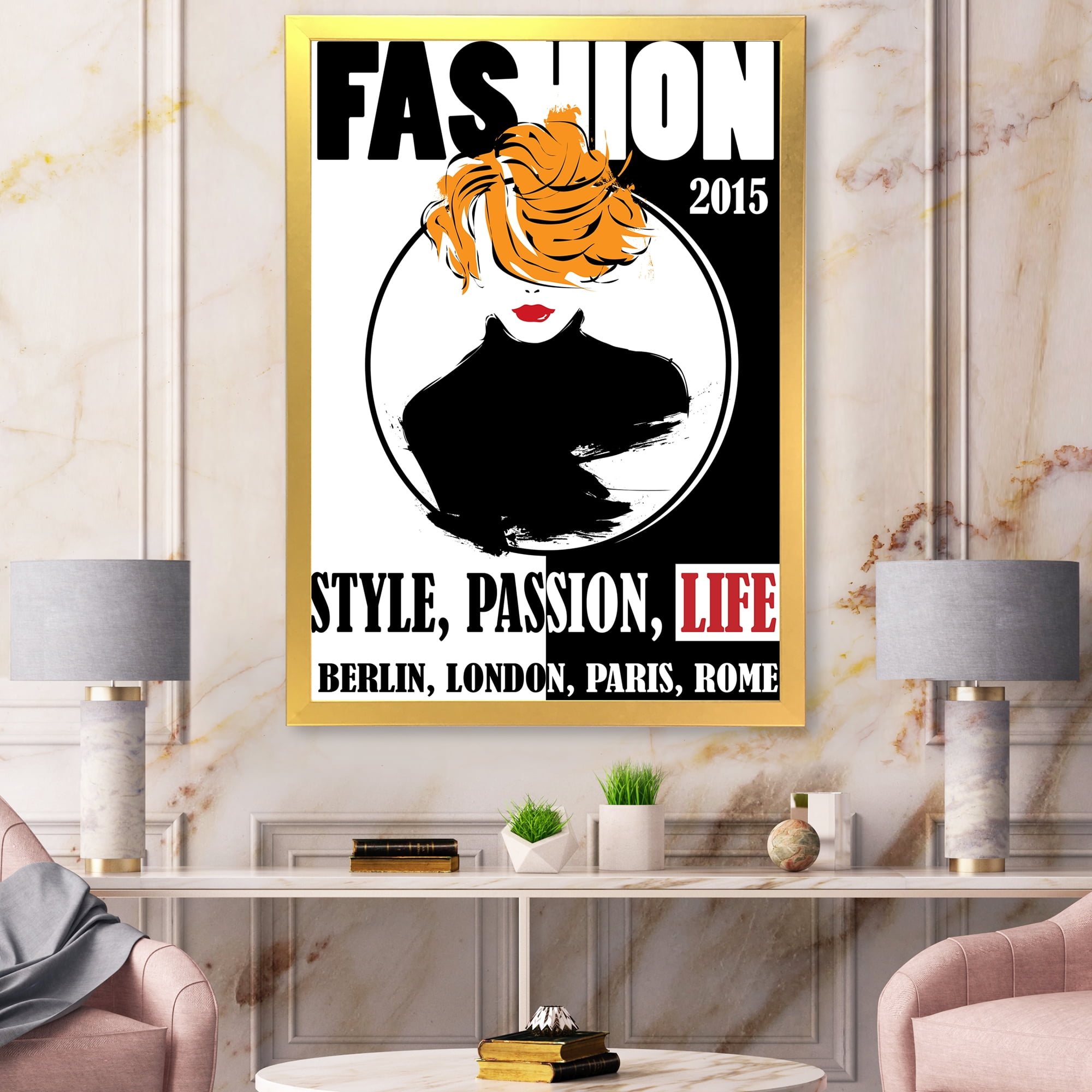 Designart 'Style Passion Life Fashion Woman V' Modern Framed Art Print