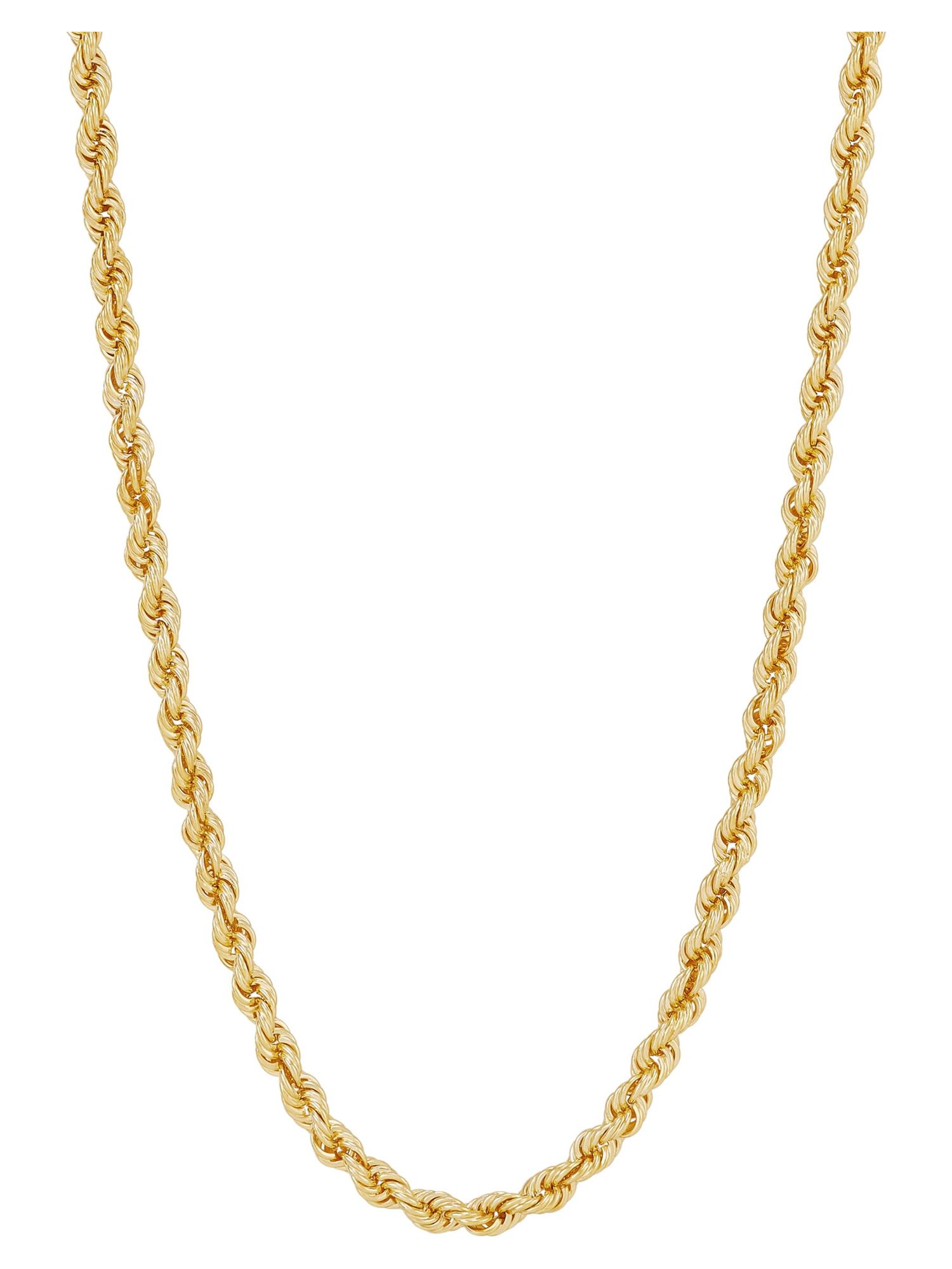 Brilliance Fine Jewelry Sterling Silver 1/20 10K Yellow Gold 3.30MM Hollow Rope Necklace, 18"