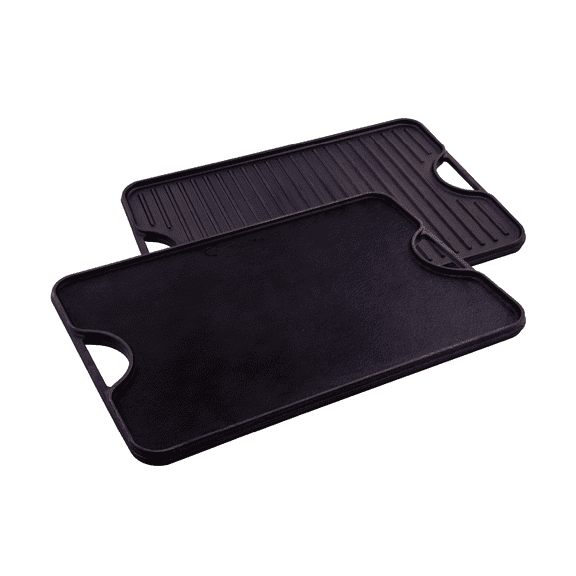 Victoria 20-by-14-Inch Rectangular Cast-Iron Griddle, Preseasoned Reversible Griddle