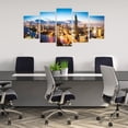 thumbnail image 5 of Cityscape 5 Panels Acrylic Glass Wall Art, Scenery Bangkok City Buildings Around River Downtown Urban Night, Accent for Living Room, Bedroom, Dorm, 60" x 30", Orange Pale Brown and Blue, by Ambesonne, 5 of 5