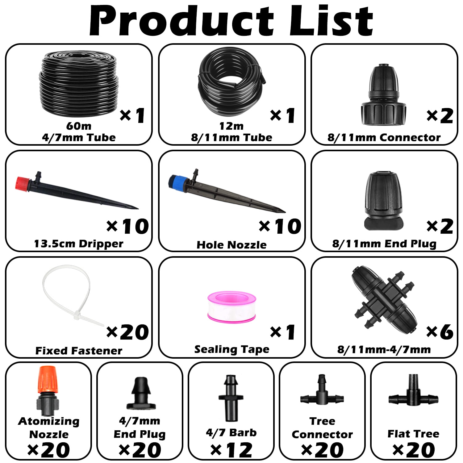240FT Drip Irrigation System,Automatic Drip Irrigation Kit with 1/2 inch Hose 1/4 inch Distribution Tubing and Accessories,for Lawn Raised Bed Greenhouse Plant Watering System