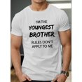 thumbnail image 1 of [Comfy Brother Letter Print] Comfy Crew Neck Short Sleeve 'YOUNGEST BROTHER' Letter Print Men's Casual T-shirt - Summer Top, 1 of 5