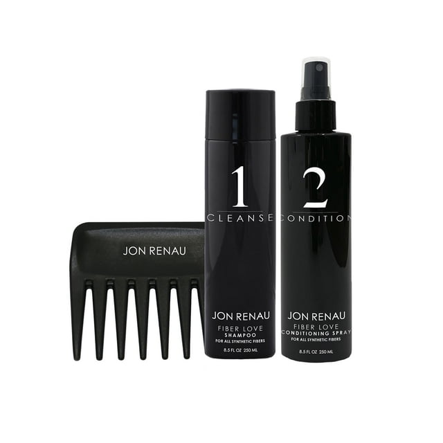 Jon Renau - Fibre Love Shampoo & Conditioner 250ml Kit & Wide Tooth Comb