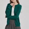 thumbnail image 6 of Lightweight Sweater Cardigan for Women Knitted Crew Neck Long Sleeve Button Down Coat Trendy Casual Comfy Clothes (L, Green), 6 of 7