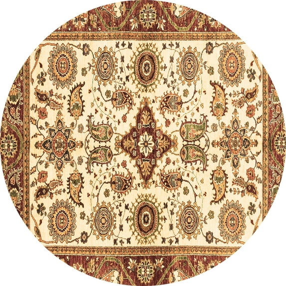 Ahgly Company Indoor Round Oriental Brown Traditional Area Rugs, 6' Round