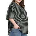 thumbnail image 4 of Maternity Striped Stretch Short Sleeve Top Loose Women's Short Sleeve T-Shirt Big Size Women's Maternity Short Sleeve Black XXXXXXXXL, 4 of 7