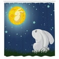thumbnail image 3 of Ambesonne Bunny Shower Curtain, Thinking Staring at the Moon, 69"Wx84"L, Multicolor, 3 of 3