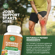 Whole Nature Turmeric Curcumin 500mg with Ginger & Black Pepper Vegan Capsules