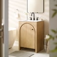 thumbnail image 2 of Vanity Cabinet (Sink not included), Brown Oak, Wood, Hotel Bedroom Bathroom, Modern Contemporary HB36359, 2 of 11