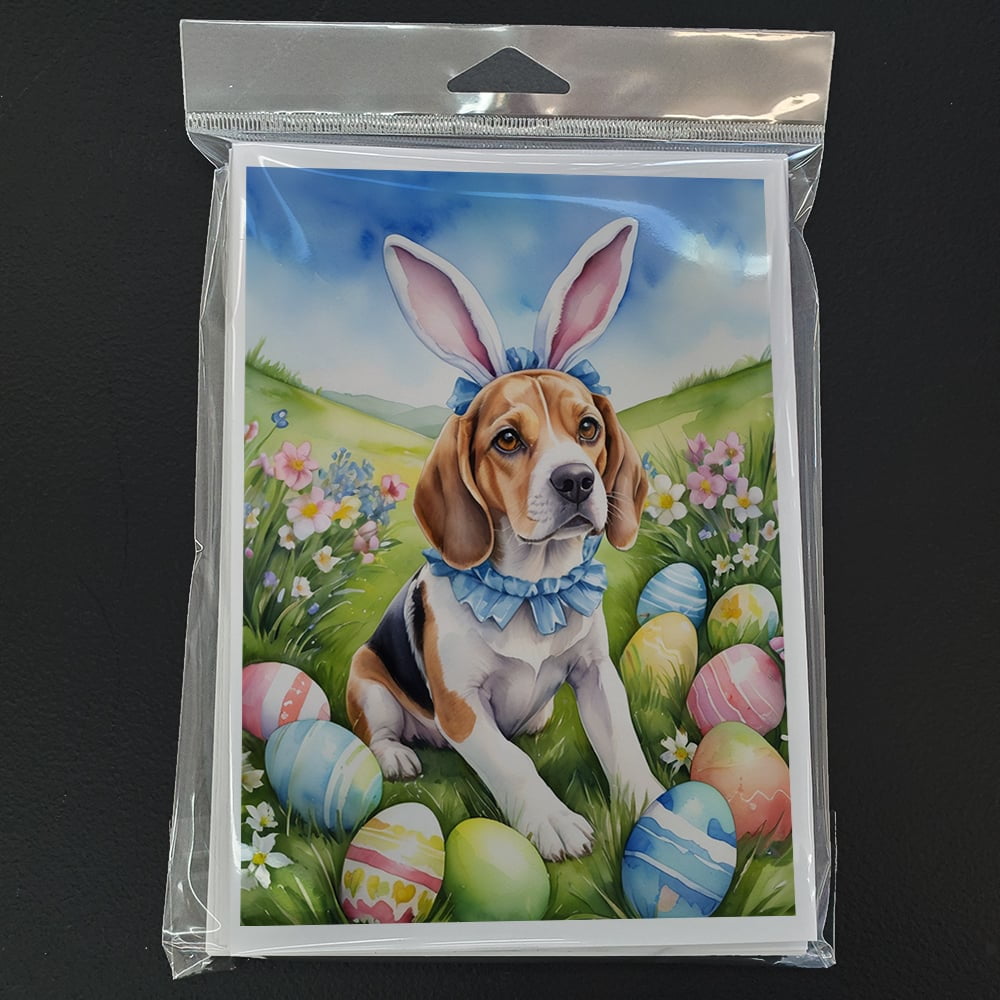 Beagle Easter Egg Hunt Greeting Cards Pack of 8 7 in x 5 in