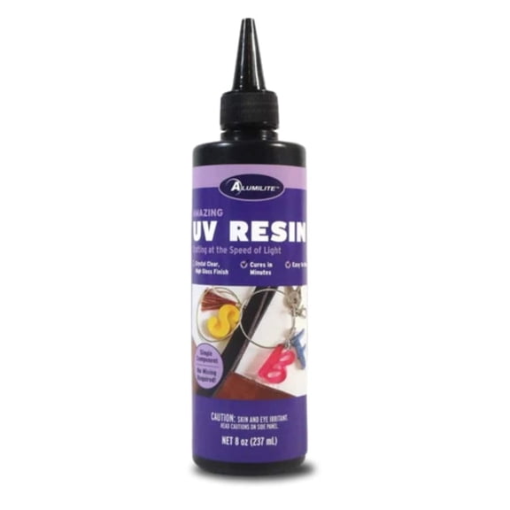 Alumilite Amazing Crystal Clear UV Resin for Jewelry Making, 8 oz, Fast Curing UV Resin for Resin Art, Crafts, Earrings, Keychains