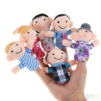 Yirtree 6 Pack Soft Plush Finger Puppets Set - Family Members Velvet Cute Toys for Children, Story Time, Shows, Playtime, Schools