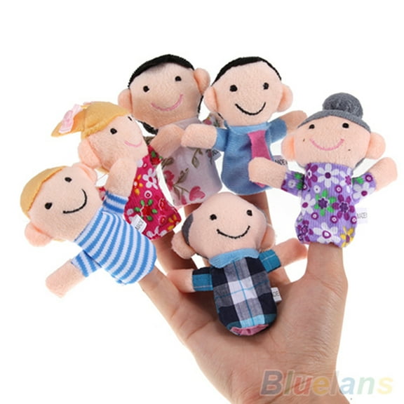 Yirtree 6 Pack Soft Plush Finger Puppets Set - Family Members Velvet Cute Toys for Children, Story Time, Shows, Playtime, Schools