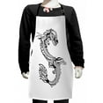thumbnail image 1 of Japanese Dragon Kids Apron, Far Esoteric Monster Symbolic Thai Style, Boys Girls Apron Bib with Adjustable Ties for Cooking Baking Painting, Black White, by Ambesonne, 1 of 2