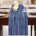 thumbnail image 3 of Table Runners 70 Inches Long Dress Scarves, Vintage Wave Lines Farmhouse Coffee/Dining/Kitchen Table Decor, Holiday Table Runner, Classic Minimalist Striped Navy Blue 13x70 Inch, 3 of 9