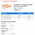 thumbnail image 2 of Air Filter Set 2 - Compatible with 2007 - 2017 LS460 4.6L V8 2008 2009 2010 2011 2012 2013 2014 2015 2016, 2 of 2
